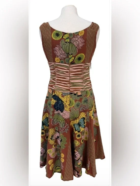 Nanette Lepore Brown and Green Silk Midi Dress - Picture 4 of 6